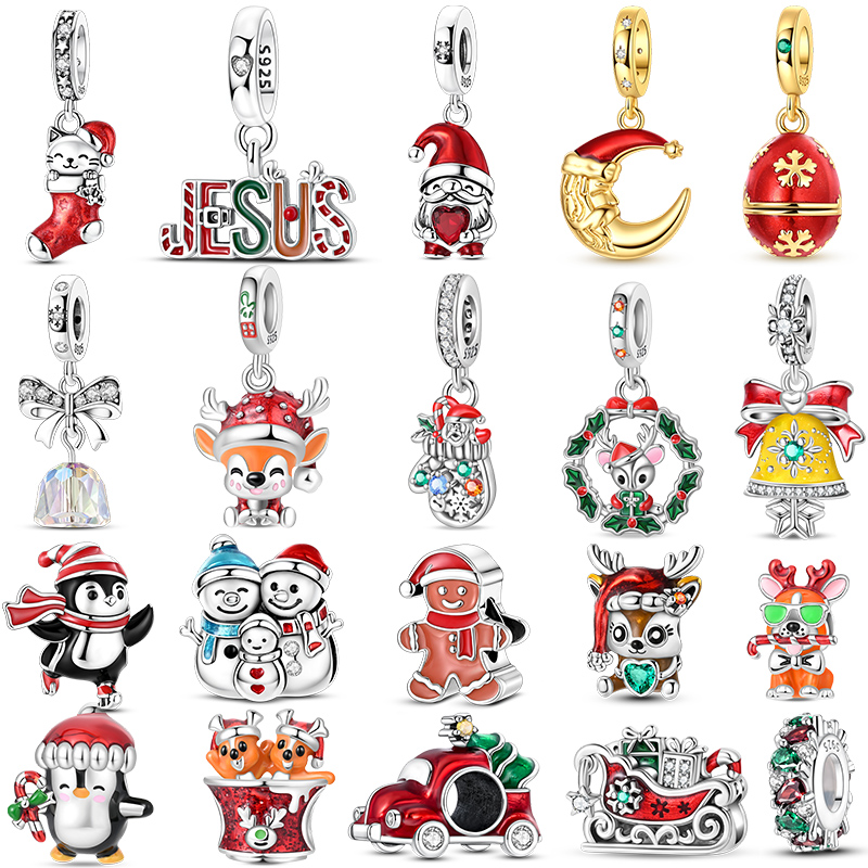 Elk Bugle Call - 925 Sterling Silver Christmas Charms Santa